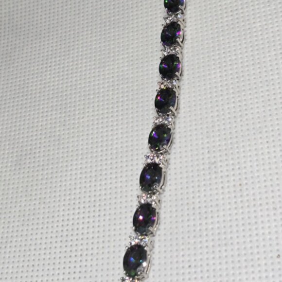 Mystic Topaz & CZ Sterling Silver Tennis Bracelet